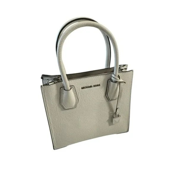 Michael Kors Mercer Medium Pebbled Leather Crossbody Bag in‎ Ivory - Picture 3 of 12